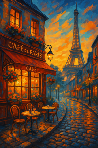 A Paris Caf�� at Golden Hour